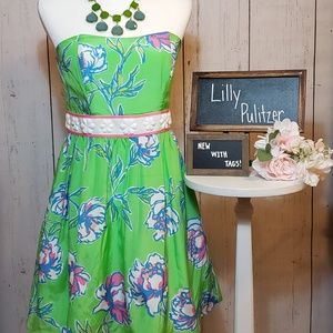 NWT + Lilly Pulitzer + Florescent Strapless dress